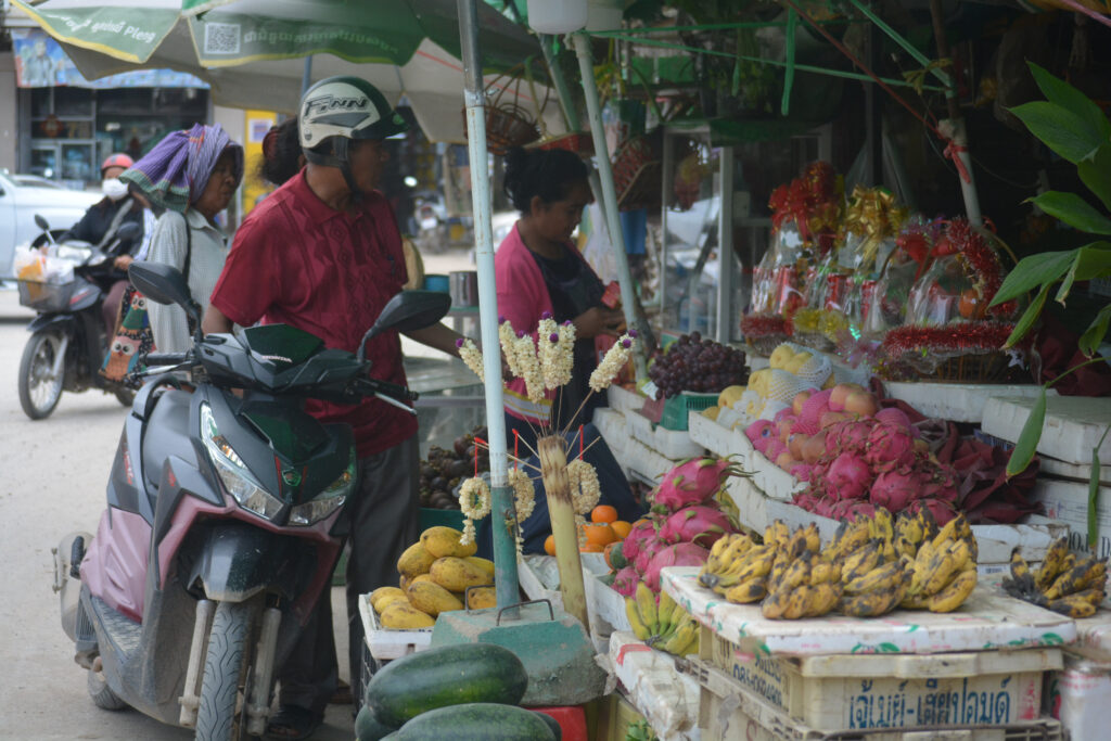 A man at a Cambodian food market